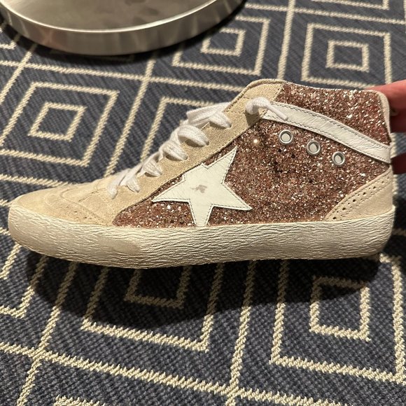 Golden Goose Mid Star Brogue Glitter Suede Sneakers - Size 38 - Picture 1 of 12